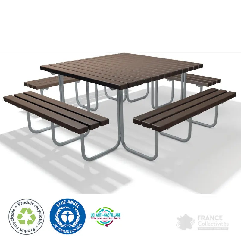 Ensemble table et banquettes en plastique recyclé Stelvio
