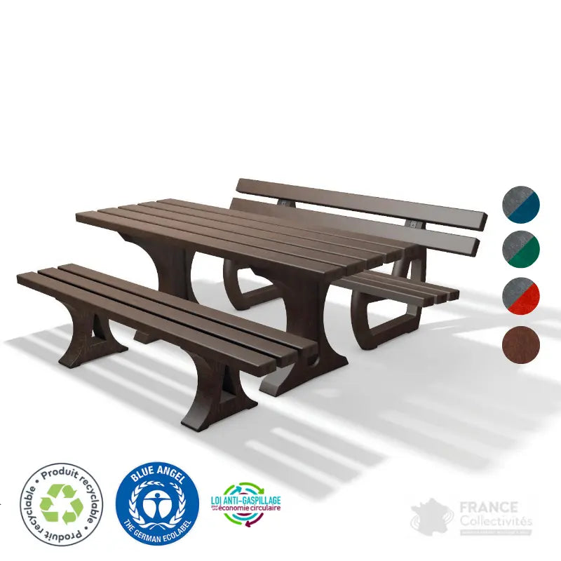 Ensemble table et bancs en plastique recyclé Tivoli
