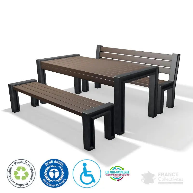 Ensemble table et bancs en plastique recyclé Hyde Park