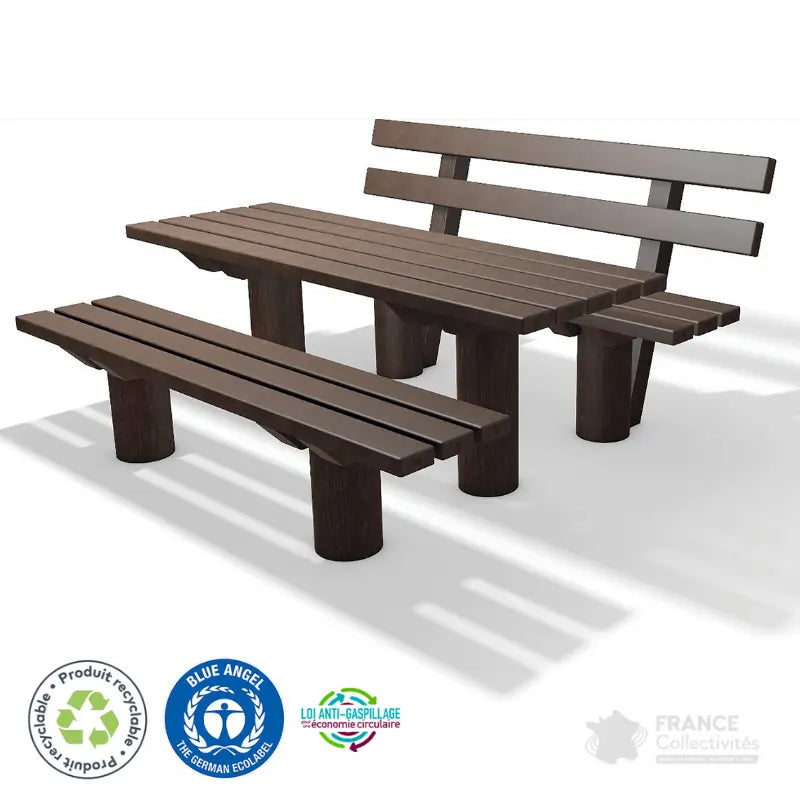 Ensemble table et bancs en plastique recyclé Taunus