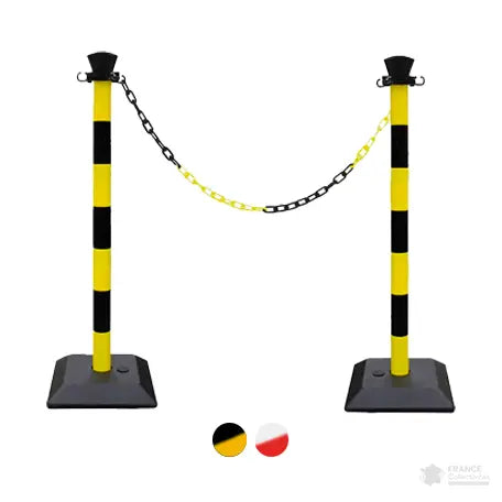 Kit 2 poteaux plastique monobloc avec base à lester + 2m de chaîne - France Collectivités