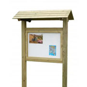 Panneau d'affichage bois 1,30 x 1,30 m avec toit et vitrine france collectivités