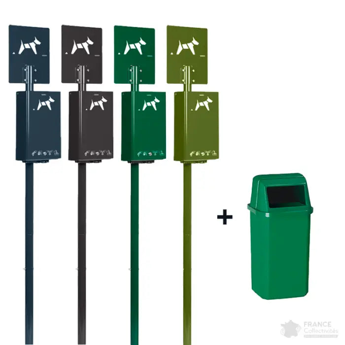 Borne hygiène canine sur poteau Hygeca + corbeille Proximi
