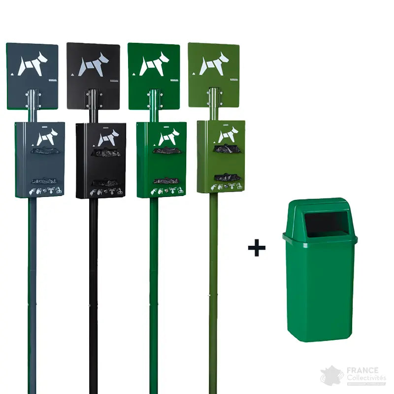 Borne hygiène canine sur poteau Hygeca + corbeille Proximi Rossignol