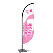 Kit drapeau voile plume Octobre Rose france collectivités