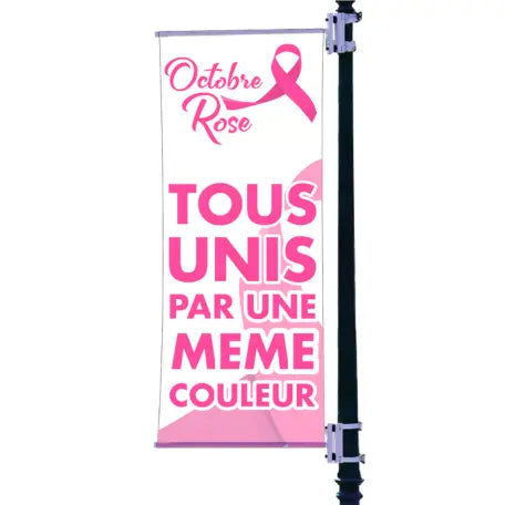 Kakemono pour potence de rue Octobre Rose france collectivités