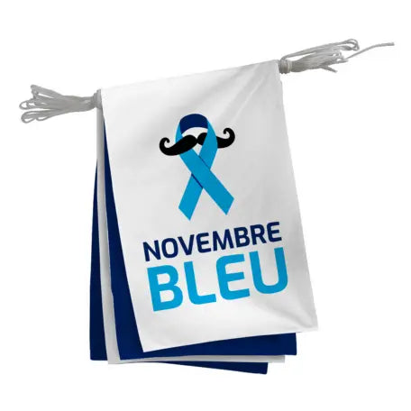 Guirlande en tissu 20 fanions alternés Movember/uni bleu france collectivités