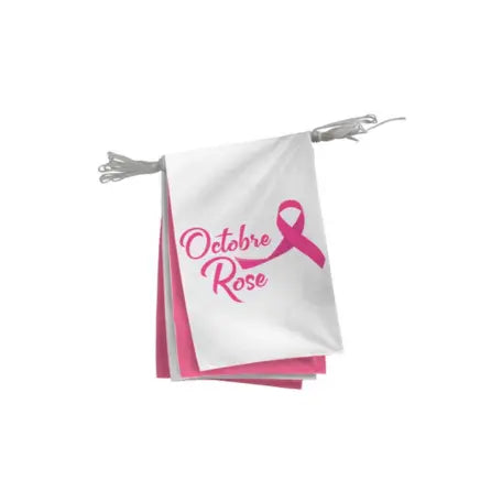 Guirlande en tissu 20 fanions alternés octobre rose / uni rose france collectivités