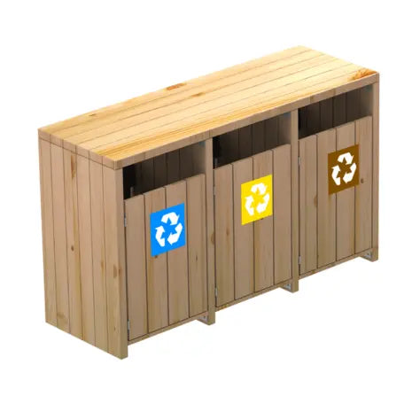 Corbeille de tri sélectif en bois Picco 90L