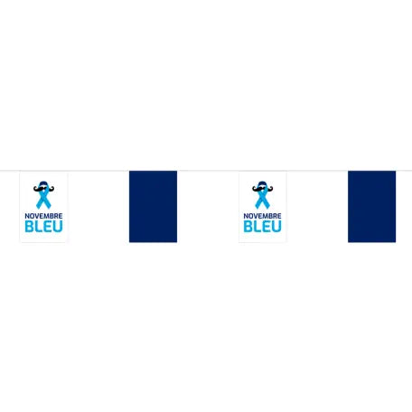 Guirlande en tissu 20 fanions alternés Movember/uni bleu france collectivités