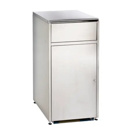Borne à déchets à trappe basculante en inox 120L MEC france collectivités