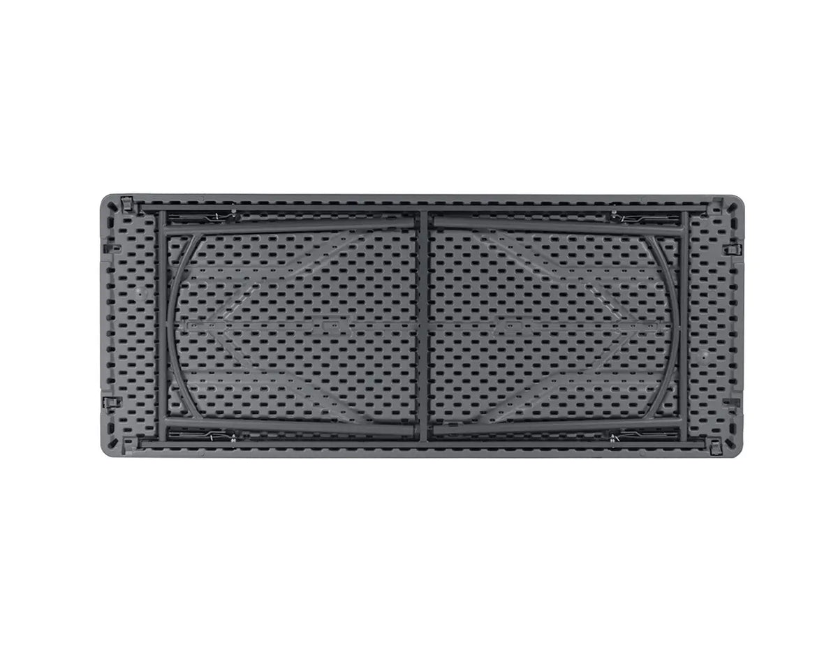 Dessous du plateau de la table pliante 183 cm avec piètement acier replié