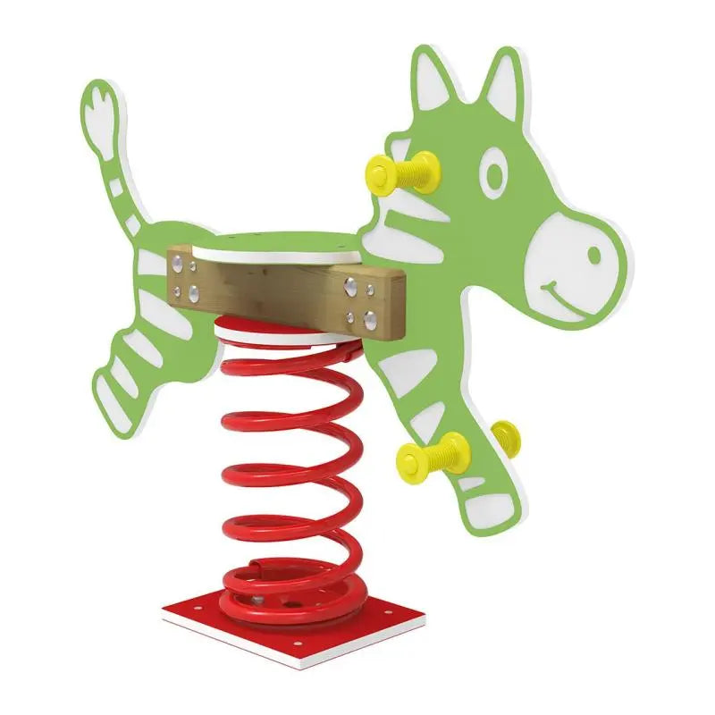 Zèbre à ressort vert pour aire de jeux à thème savane