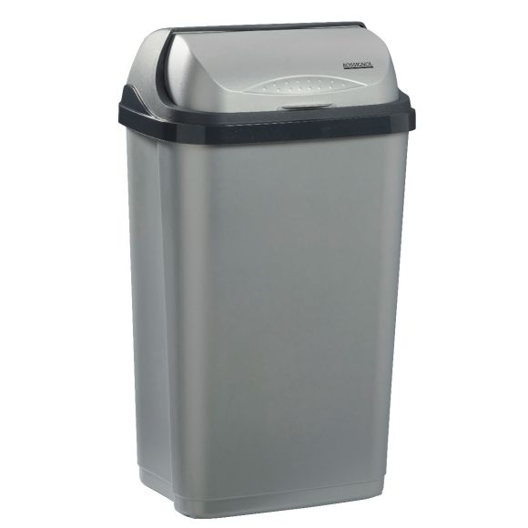 OKTOP Poubelle à couvercle coulissant 50L Gris / Gris