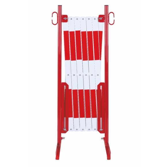 barrière extensible rouge-blanc 4m avec pied