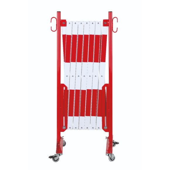 barrière extensible rouge-blanc 4m avec rouleaux de deux côtés