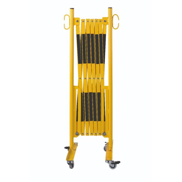 barrière extensible jaune-noir 3,6m avec avec rouleaux de deux côtés