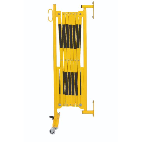 barrière extensible jaune-noir 3,6m pieds et fixation mural