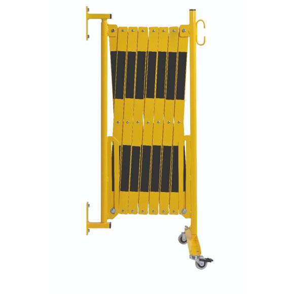 barrière extensible jaune-noir 4m pieds et fixation mural