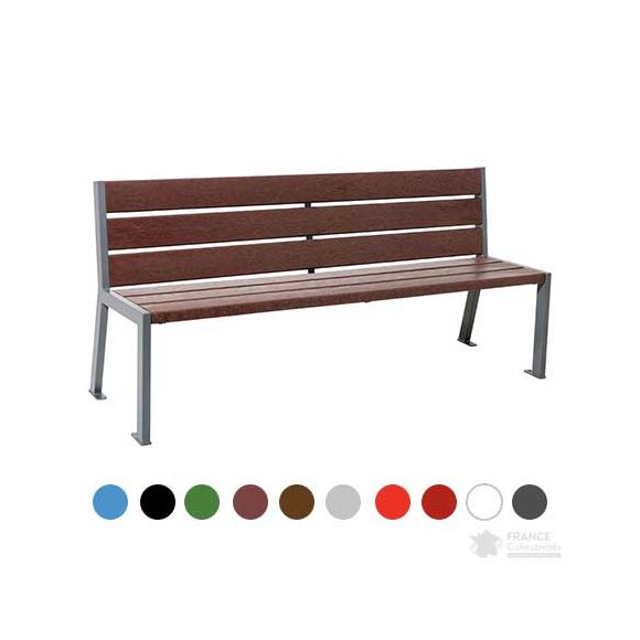 Banc plastique recyclé et acier Silaos 6 lames