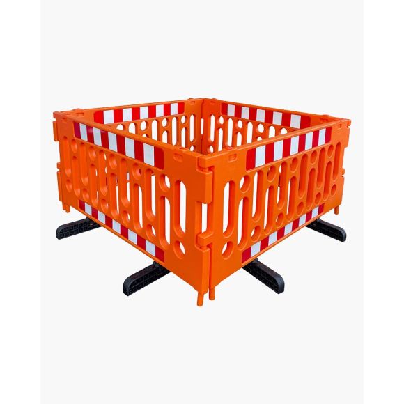 4 barrières polypro orange avec bandes réfléchissantes