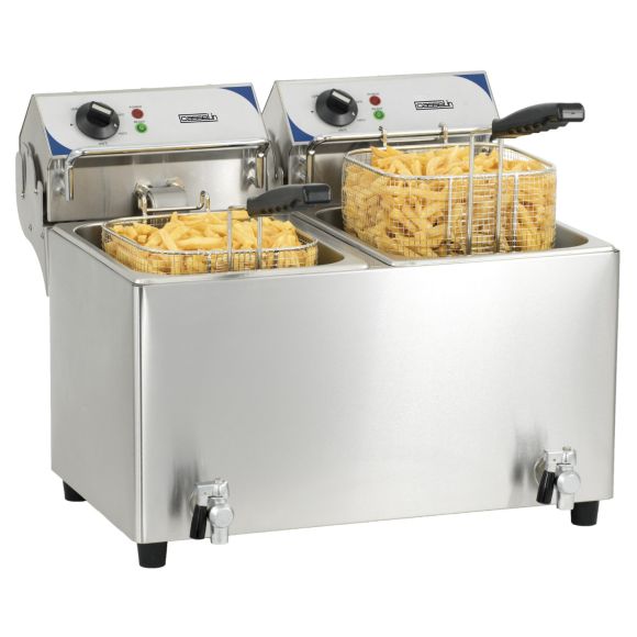 Friteuse électrique avec vanne de vidange 2 x 7 litres