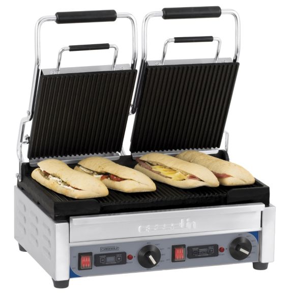 Grill Panini double Premium Rainurée - Rainurée avec minuteur