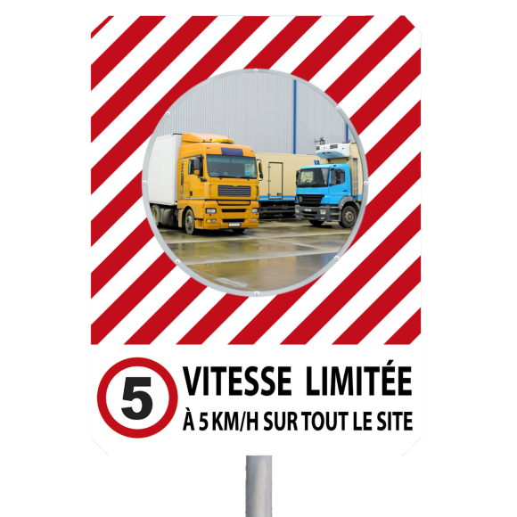 Miroir de sécurité avec message "Vitesse limitée" 90°