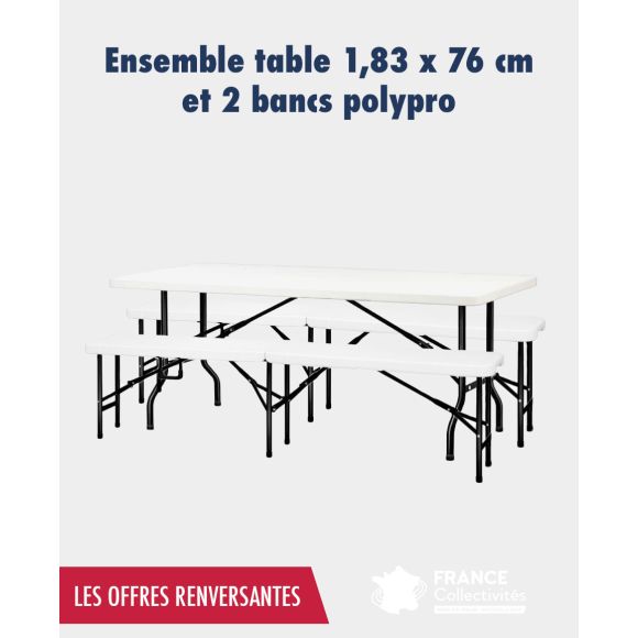 Ensemble table et bancs polypro