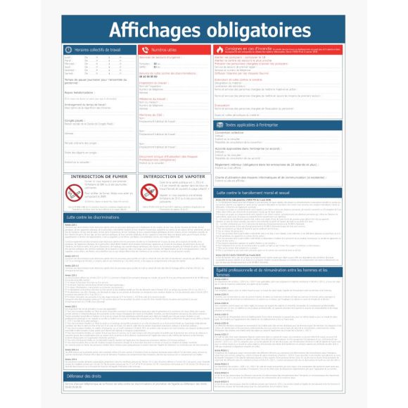 Panneau de consignes affichage obligatoire