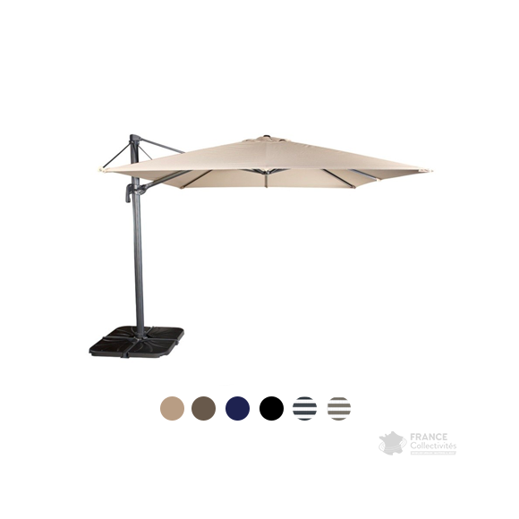 Parasol alu 300 x 300 cm ouverture 360°avec embase Flexo