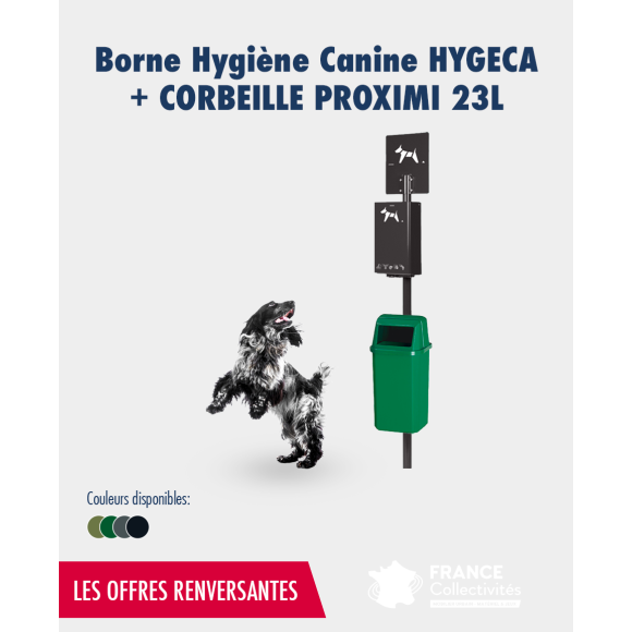 Promo borne hygiène canine Hygeca + corbeille Proximi 23L