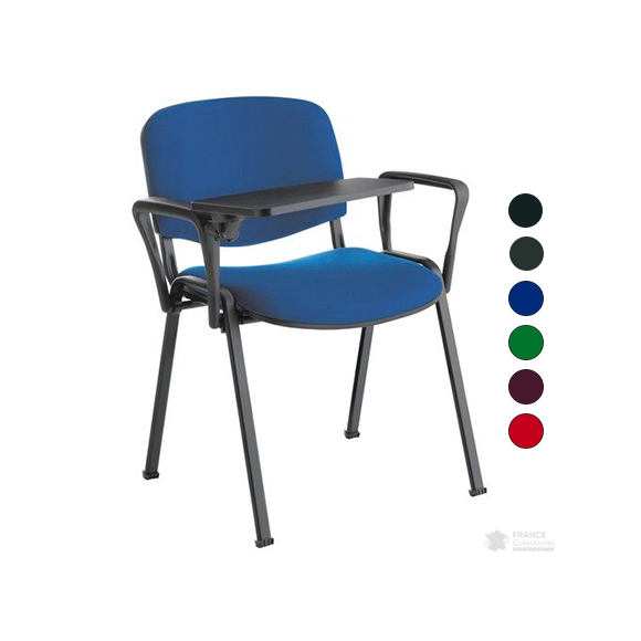 Chaise iso tissu tablette écritoire coloris au choix