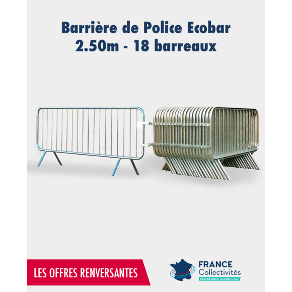 Promo barrière de police Ecobar 2.50m - 18 barreaux