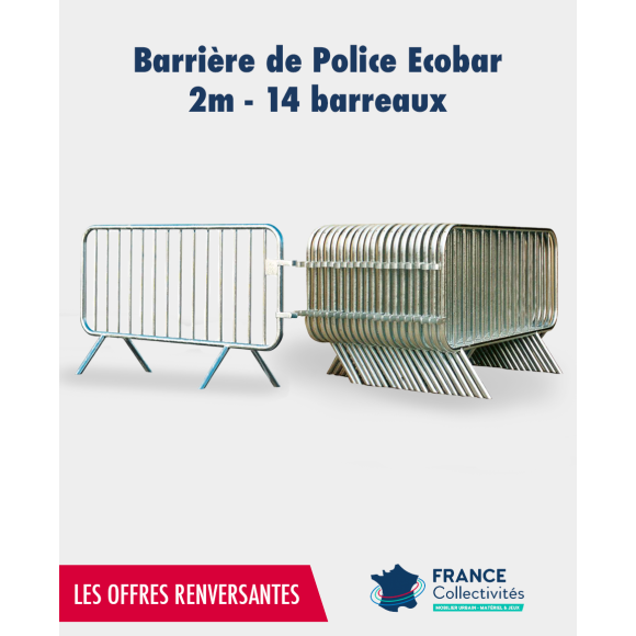 Promo barrière de police Ecobar 2m - 14 barreaux