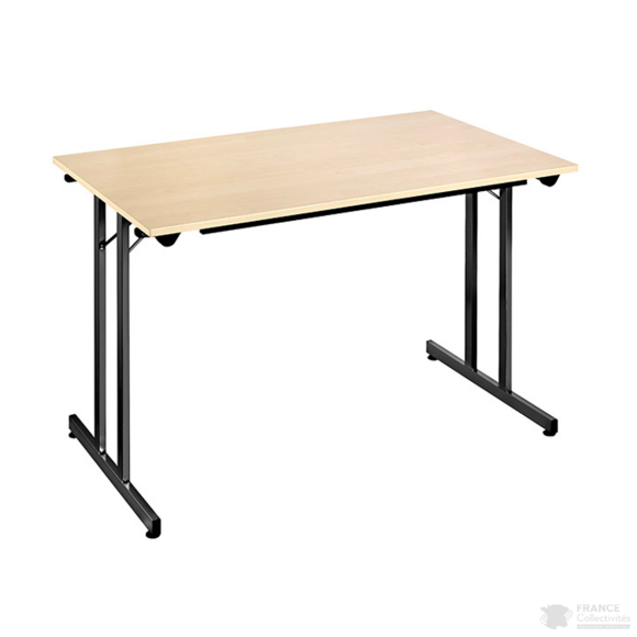 Table pliante multiusages plateau érable pieds noirs