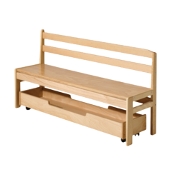 Banc maternelle en bois avec coffre